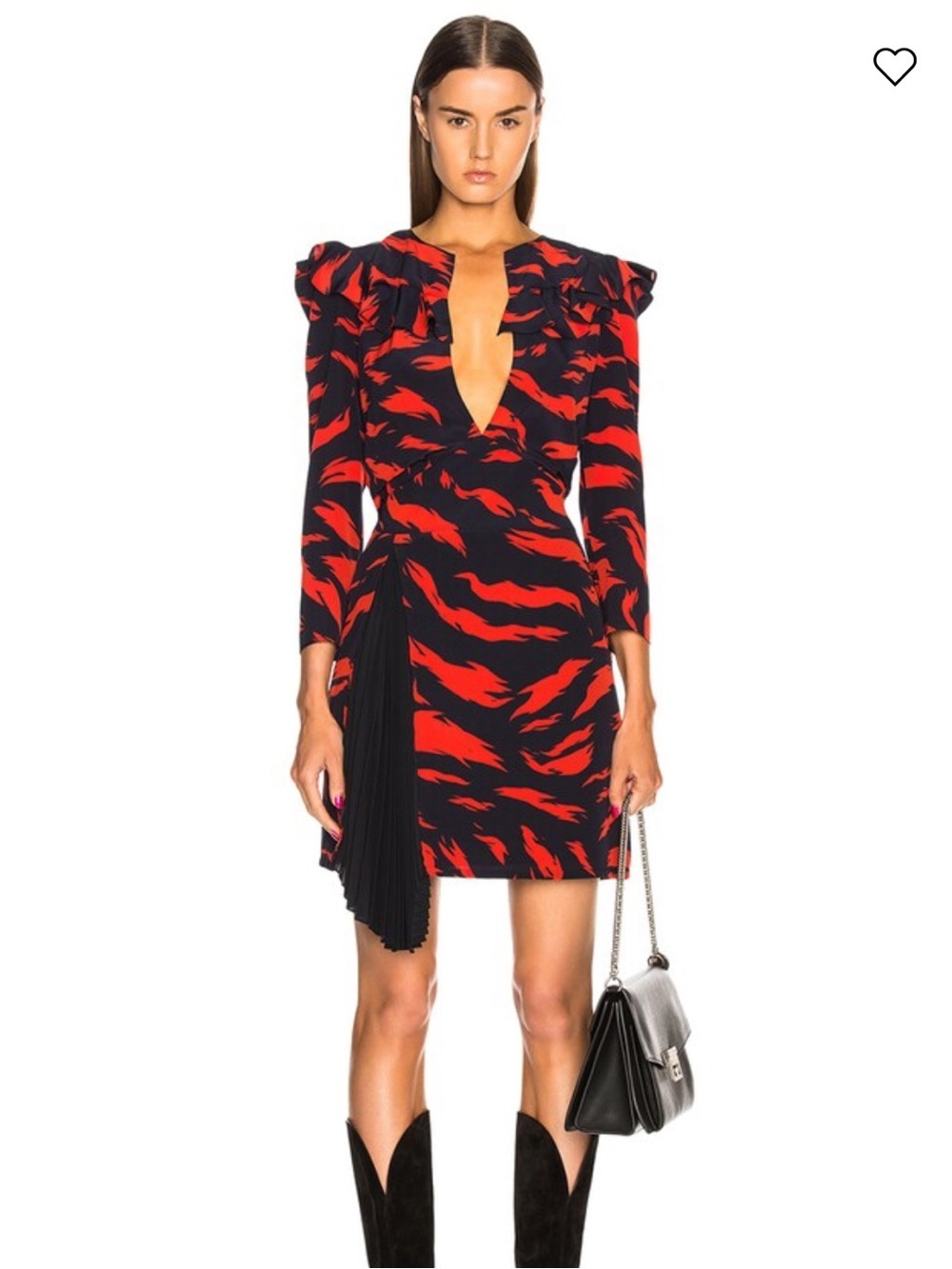 NWT! Givenchy 100% Silk Navy/Red Asymmetrical Dress Pleated Detail RUNWAY PIECE!